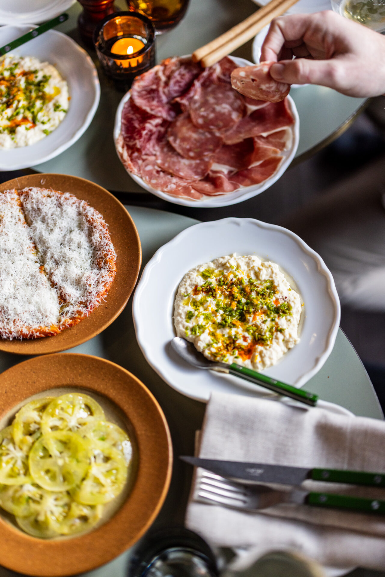 A selection of starters at Bar Vino including cured meats.