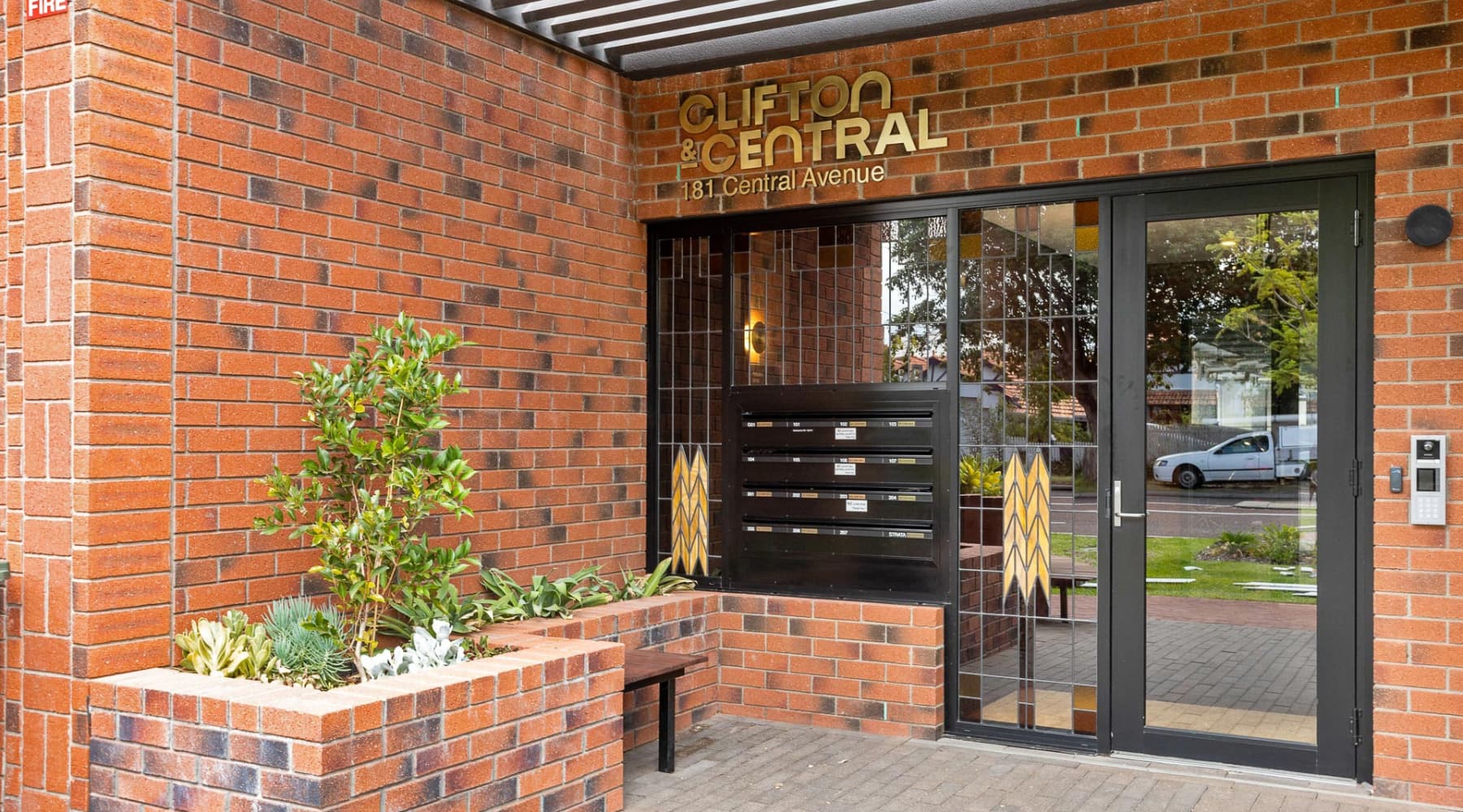 Entrance to Clifton Central Apartments in Mount Lawley
